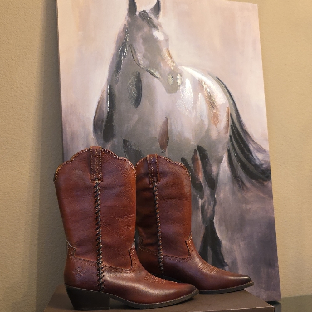 NWT Patricia Nash Brown Leather Western Boots